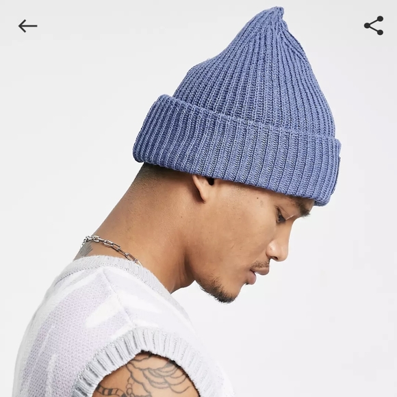 NWT Bolongaro Trevor Skull Logo Wool Blend Beanie in Blue - Picture 2 of 4